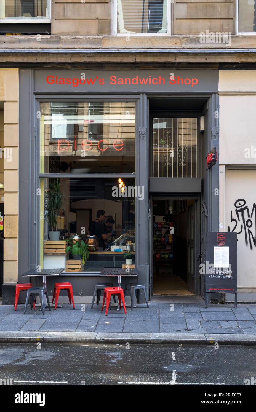 Piece Sandwich Shop auf der Miller Street im Stadtzentrum von Glasgow, Schottland, Großbritannien, Europa Stockfoto