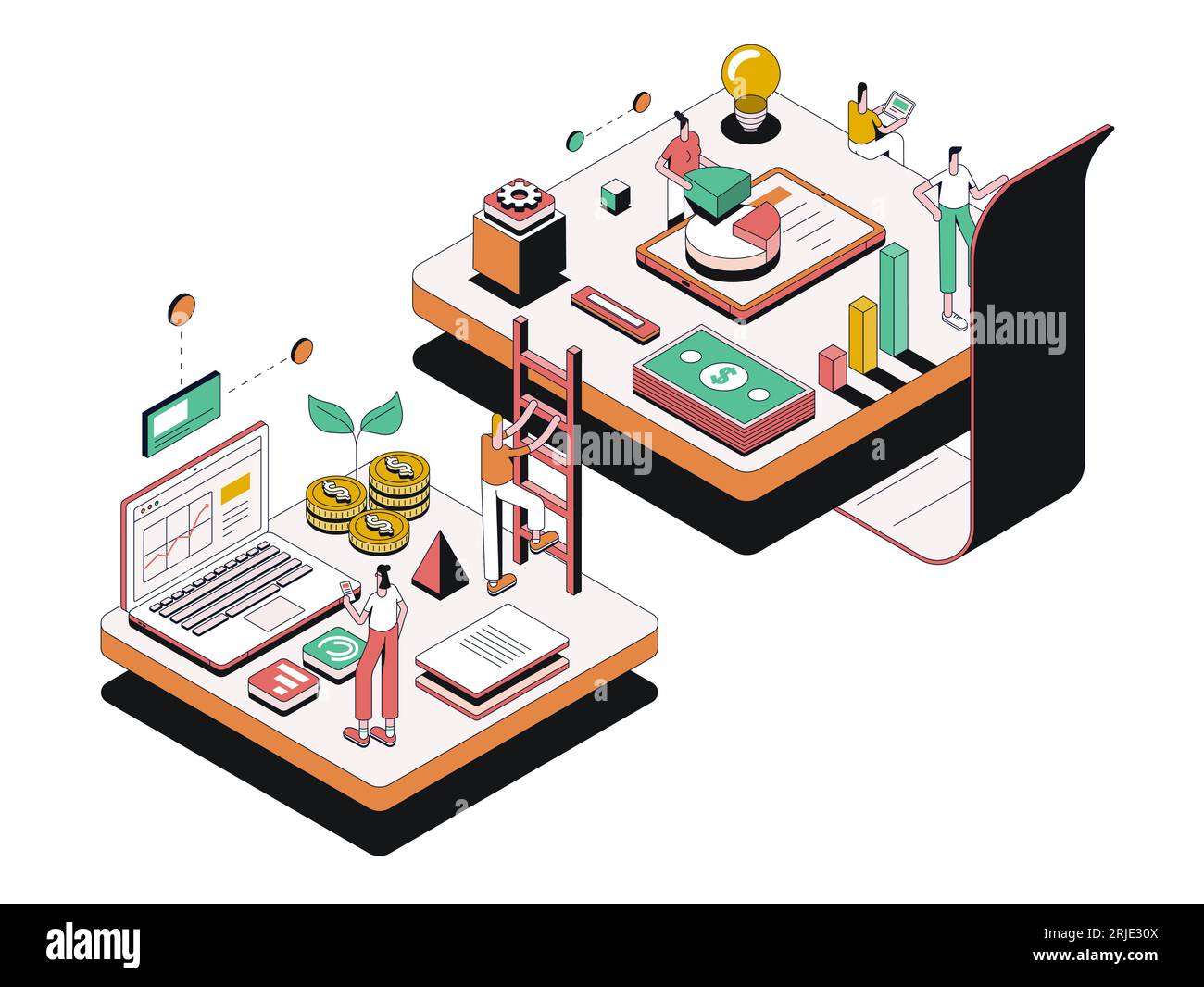 Moderne isometrische Designdarstellung von Creative Business. Teamwork-Konzept. Kann für Website und mobile Website oder Landing-Page verwendet werden. Leicht zu bearbeiten Stock Vektor