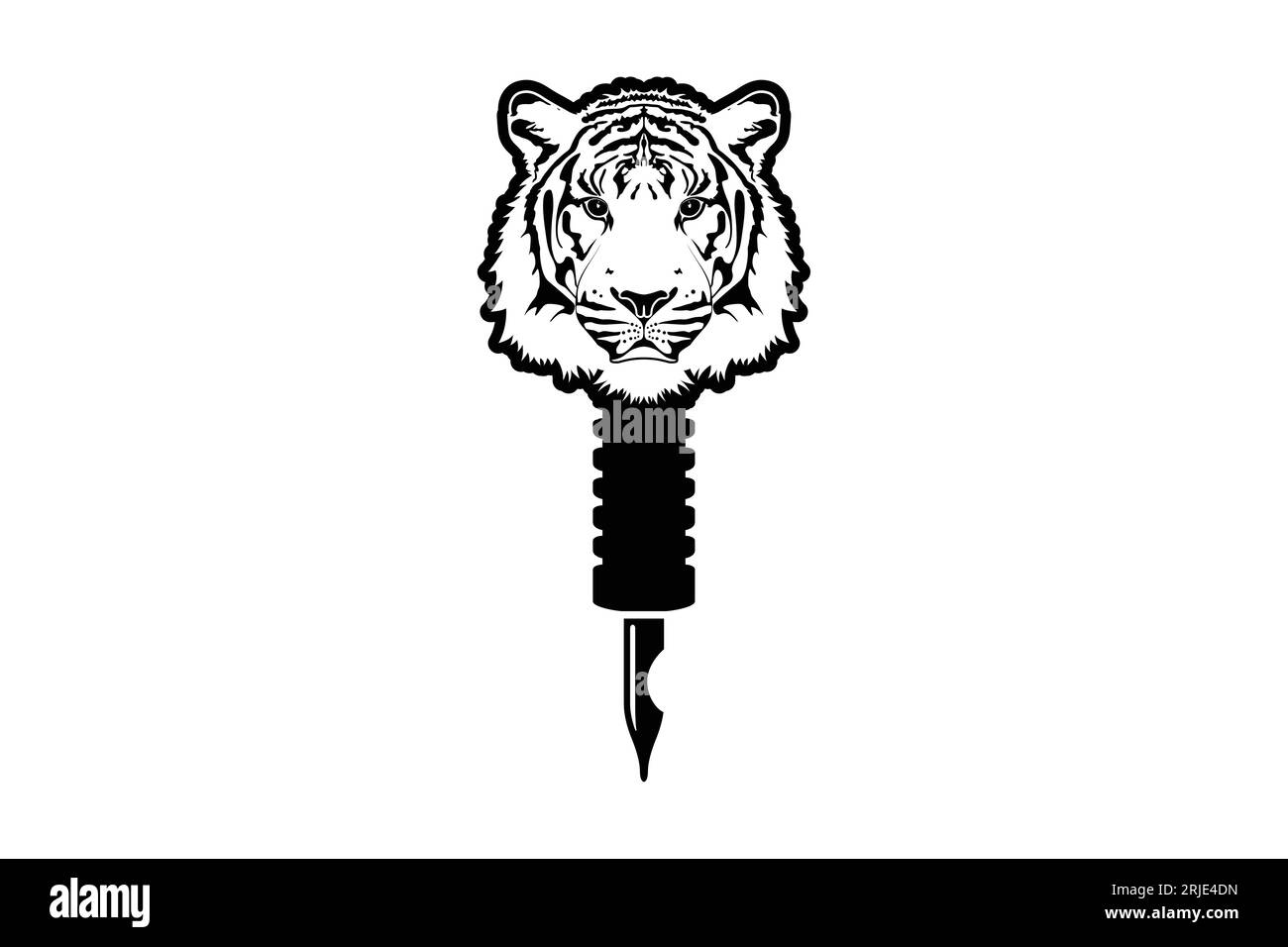 Tiger Tattoo Machine Logo, Tattoo Artist Logo Mit Tiger Head Symbol Vektor Design Stock Vektor
