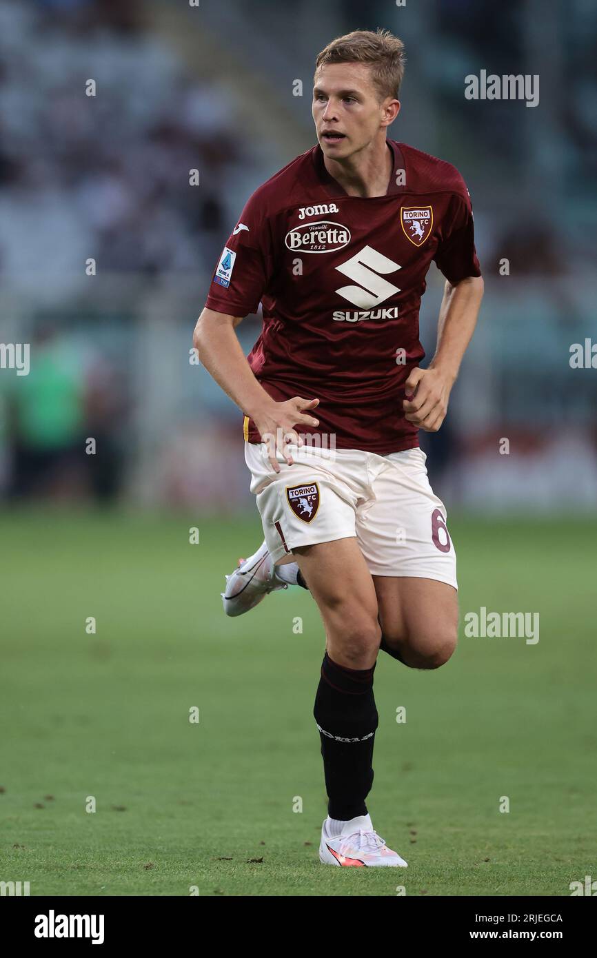 Turin, Italien, 21. August 2023. David Zima vom FC Turin während des Spiels der Serie A im Stadio Grande Torino, Turin. Auf dem Bild sollte stehen: Jonathan Moscrop / Sportimage Stockfoto