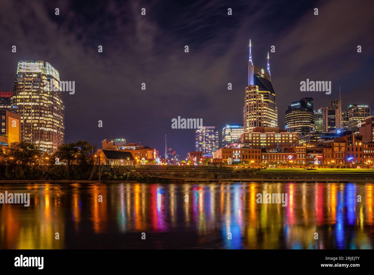 Bunte Nashville Nachtreflexion Stockfoto