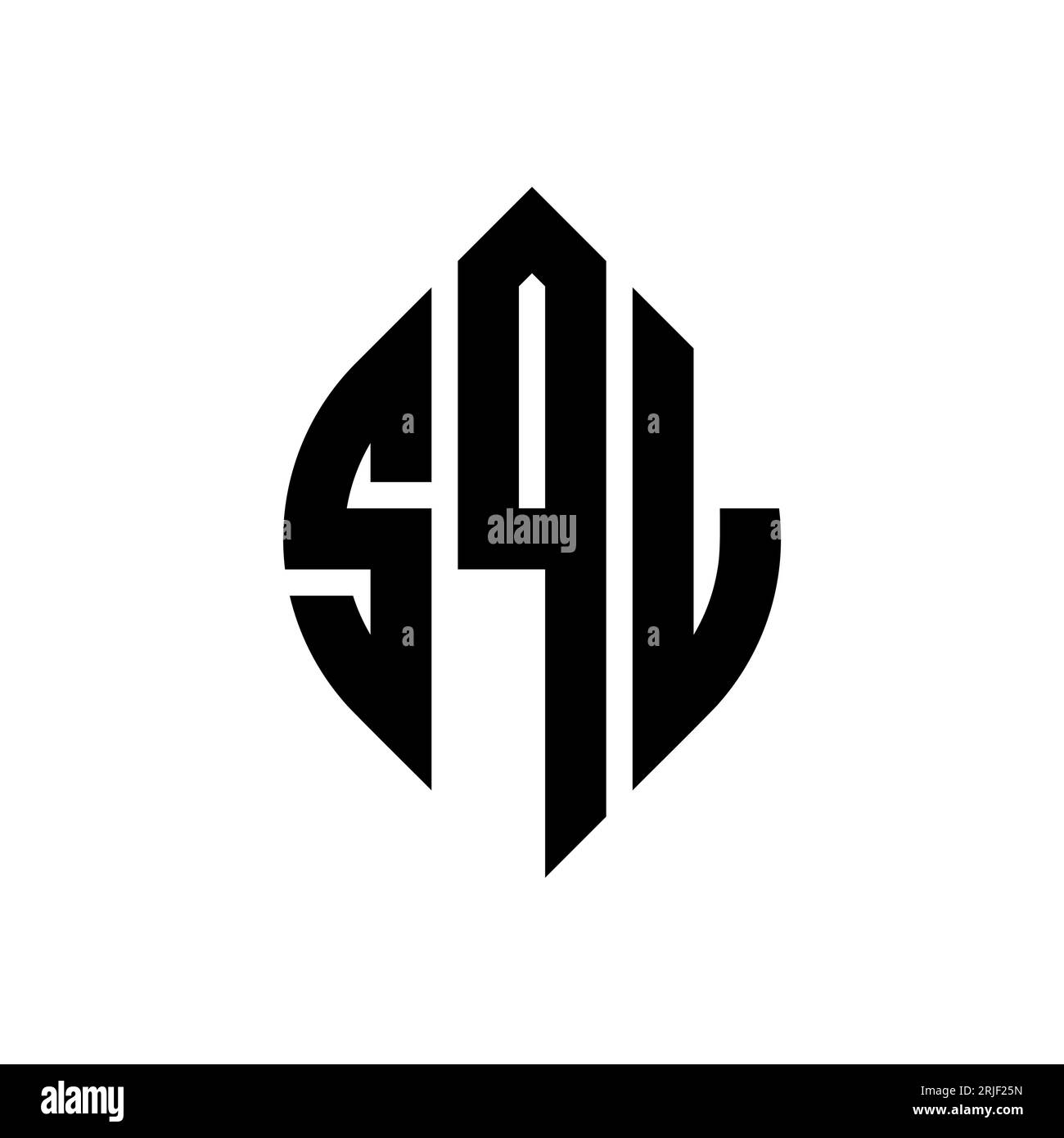 SQL Circle Letter Logo Design mit Kreis- und Ellipsenform. SQL-Ellipsenbuchstaben im typografischen Stil. Die drei Initialen bilden ein kreisförmiges Logo. SQL-CI Stock Vektor