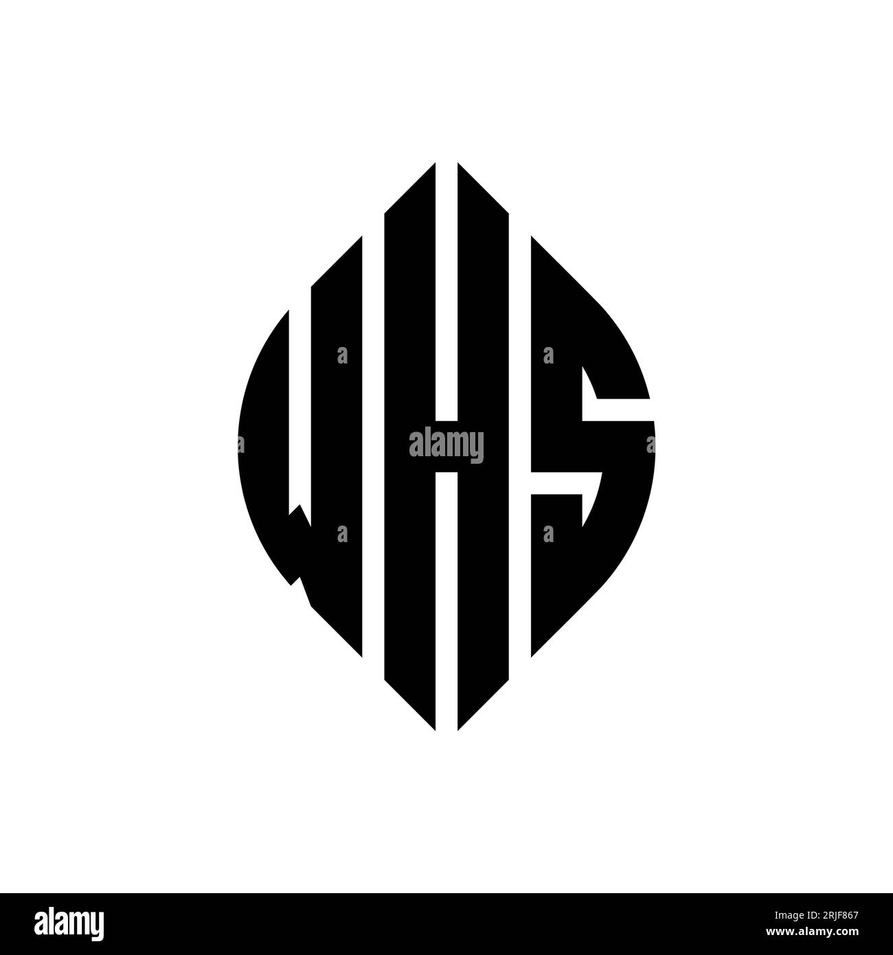 WHS-Logodesign mit kreisförmigem Buchstaben und Ellipsenform. WHS-Ellipsenbuchstaben im typografischen Stil. Die drei Initialen bilden ein kreisförmiges Logo. WHS CI Stock Vektor