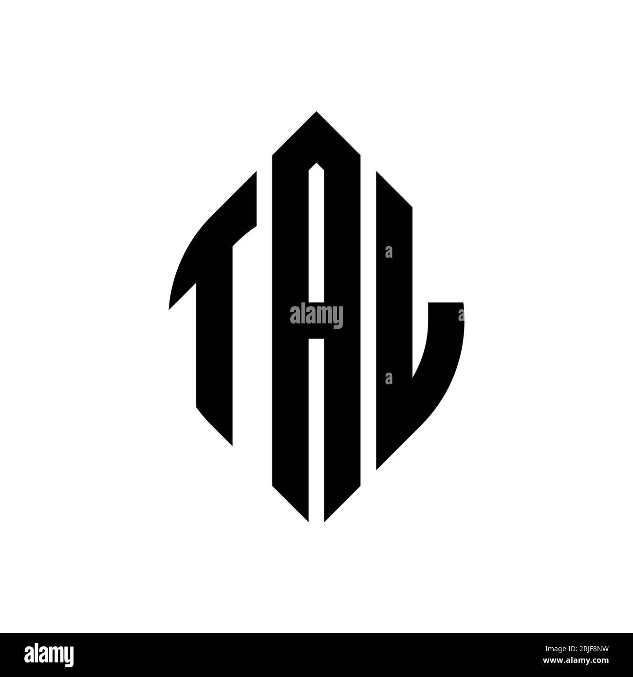 TAL Circle Letter Logo mit Kreis- und Ellipsenform. TAL Ellipsenbuchstaben im typografischen Stil. Die drei Initialen bilden ein kreisförmiges Logo. TAL CI Stock Vektor