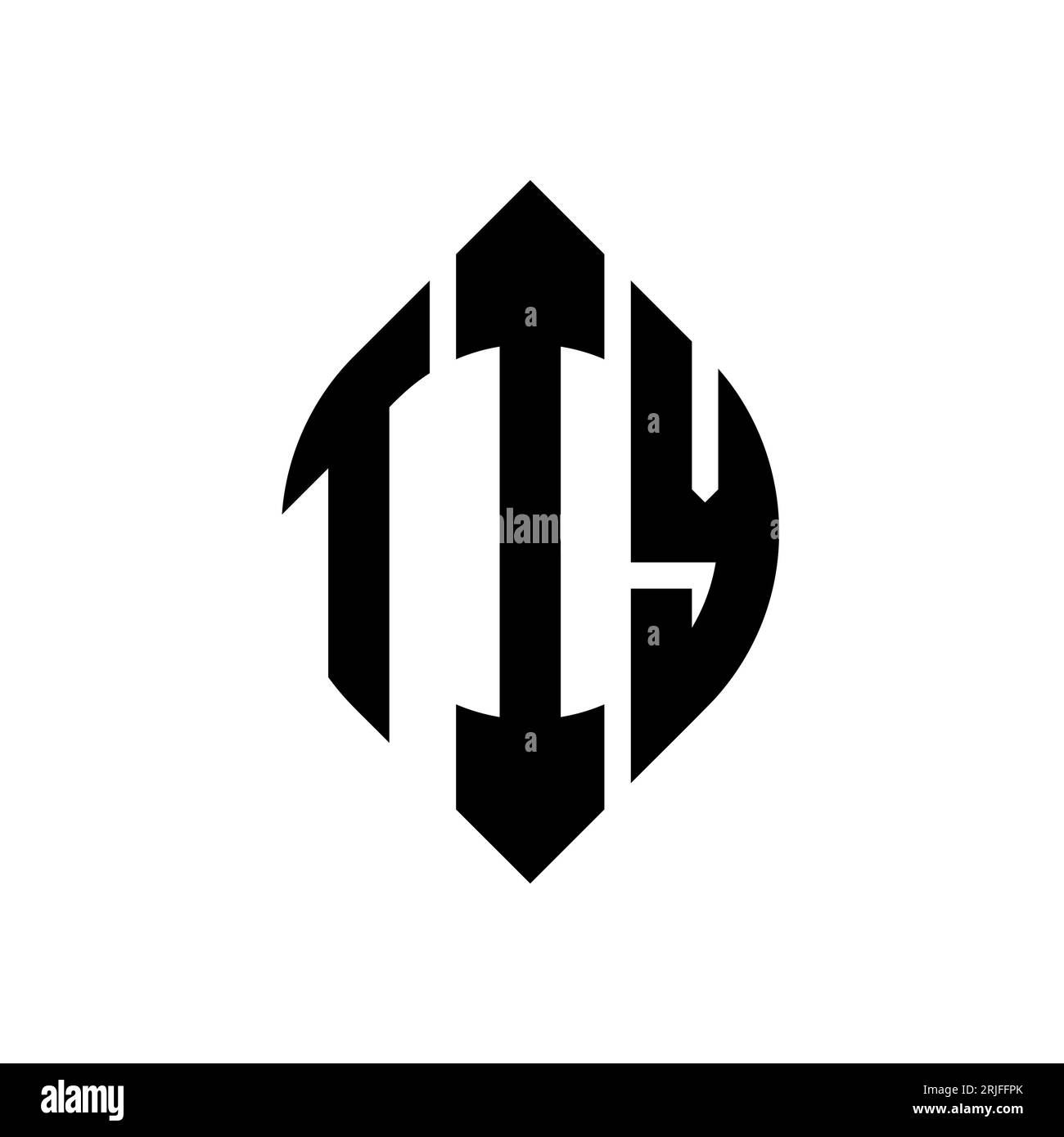 TIY-Logodesign mit kreisförmigem Buchstaben und Ellipsenform. TIY-Ellipsenbuchstaben im typografischen Stil. Die drei Initialen bilden ein kreisförmiges Logo. TIY CI Stock Vektor