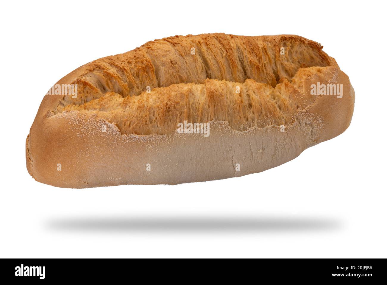 Italienischer Brotlaib, eine Art Brot aus dem Piemont, genannt Paesana. Isoliert auf weiß mit Beschneidungspfad enthalten Stockfoto
