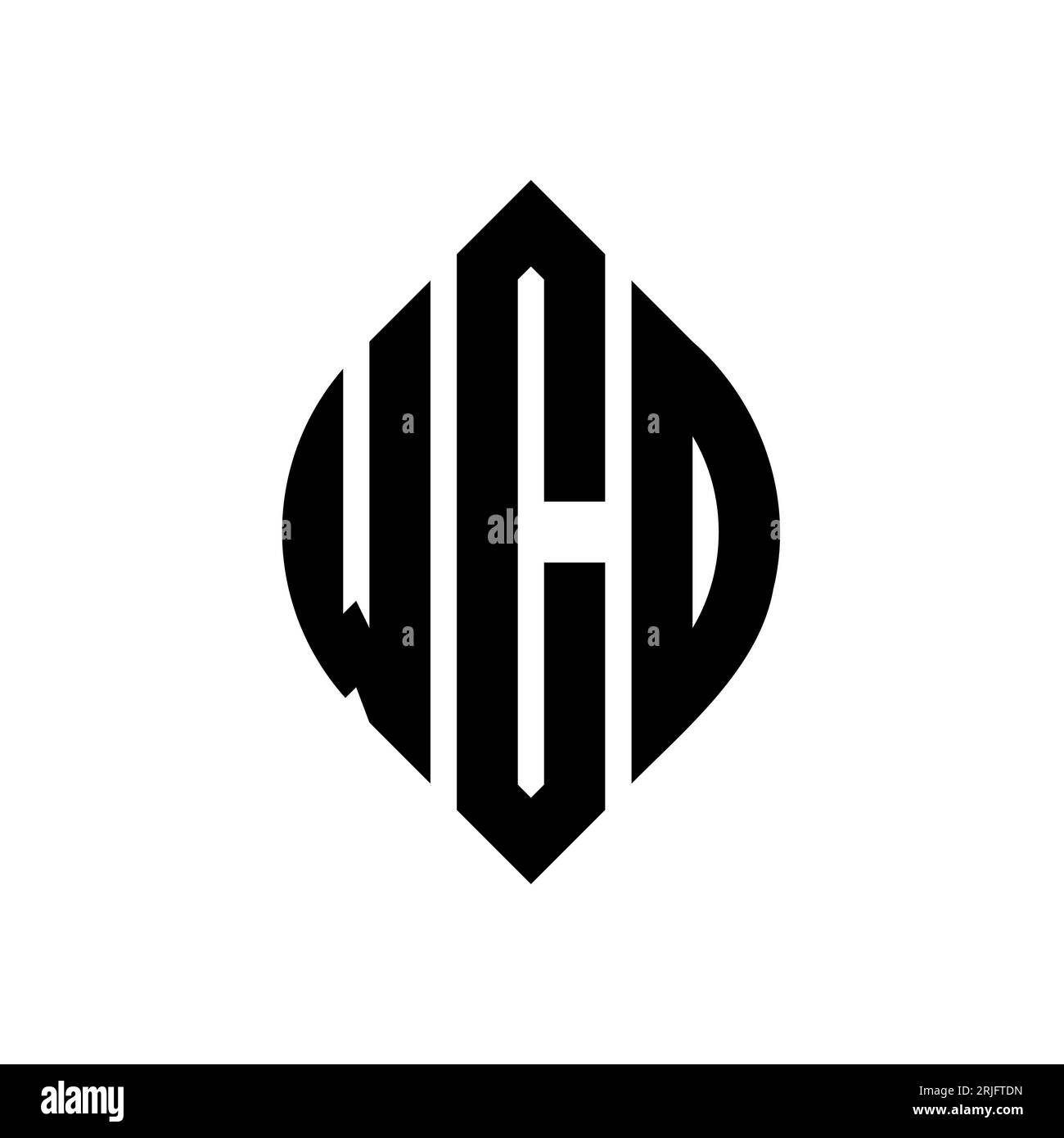 WCO-Logo mit kreisförmigem Buchstaben und Ellipsenform. WCO-Ellipsenbuchstaben im typografischen Stil. Die drei Initialen bilden ein kreisförmiges Logo. WCO CI Stock Vektor