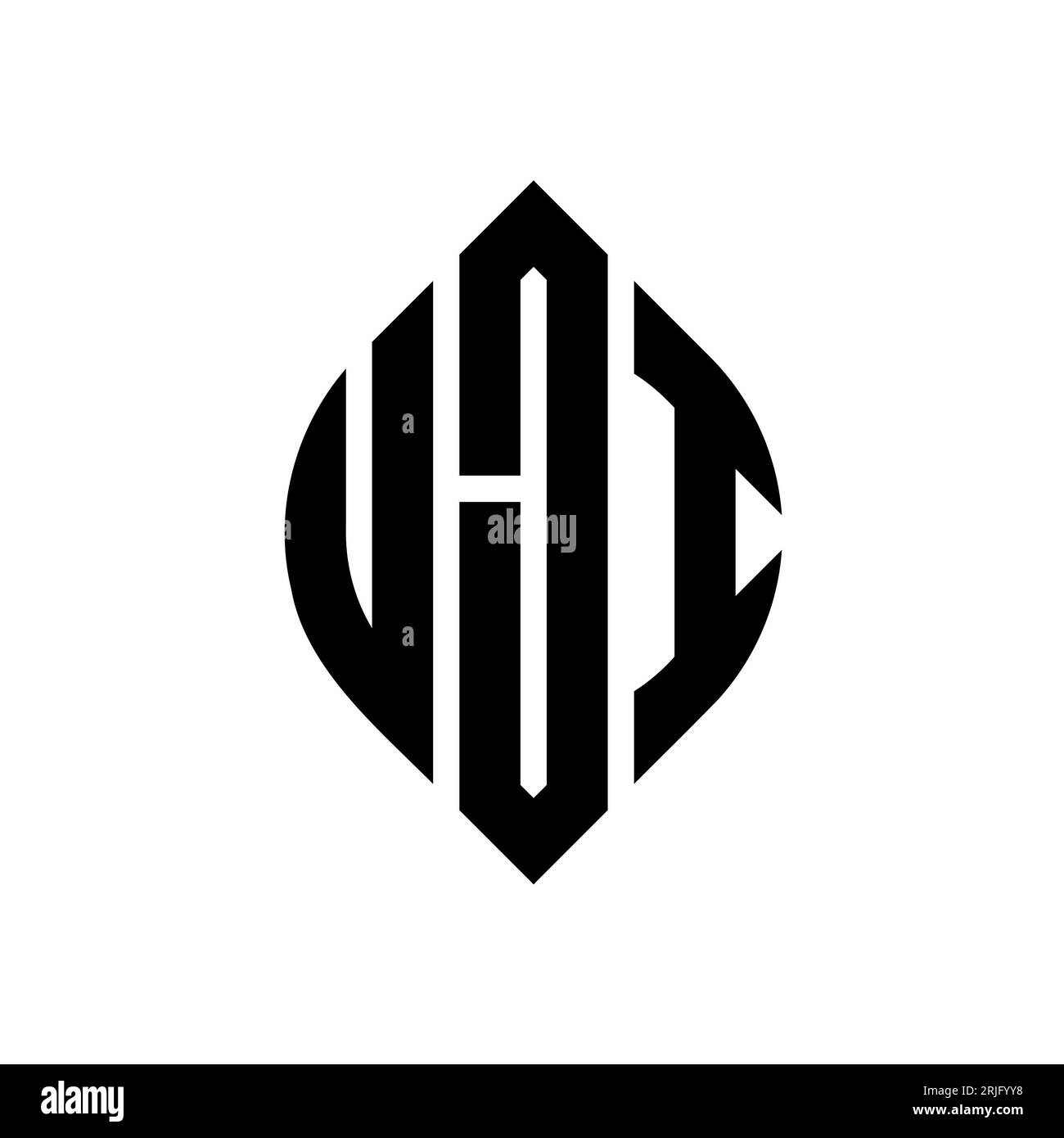 UJI Circle Letter Logo mit Kreis- und Ellipsenform. UJI-Ellipsenbuchstaben im typografischen Stil. Die drei Initialen bilden ein kreisförmiges Logo. UJI CI Stock Vektor
