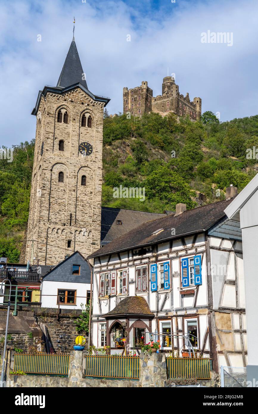 Oberes Mittelrheintal, St. Goarshausen Wellmich, Schloss Maus, Rheinland-Pfalz, Deutschland Stockfoto