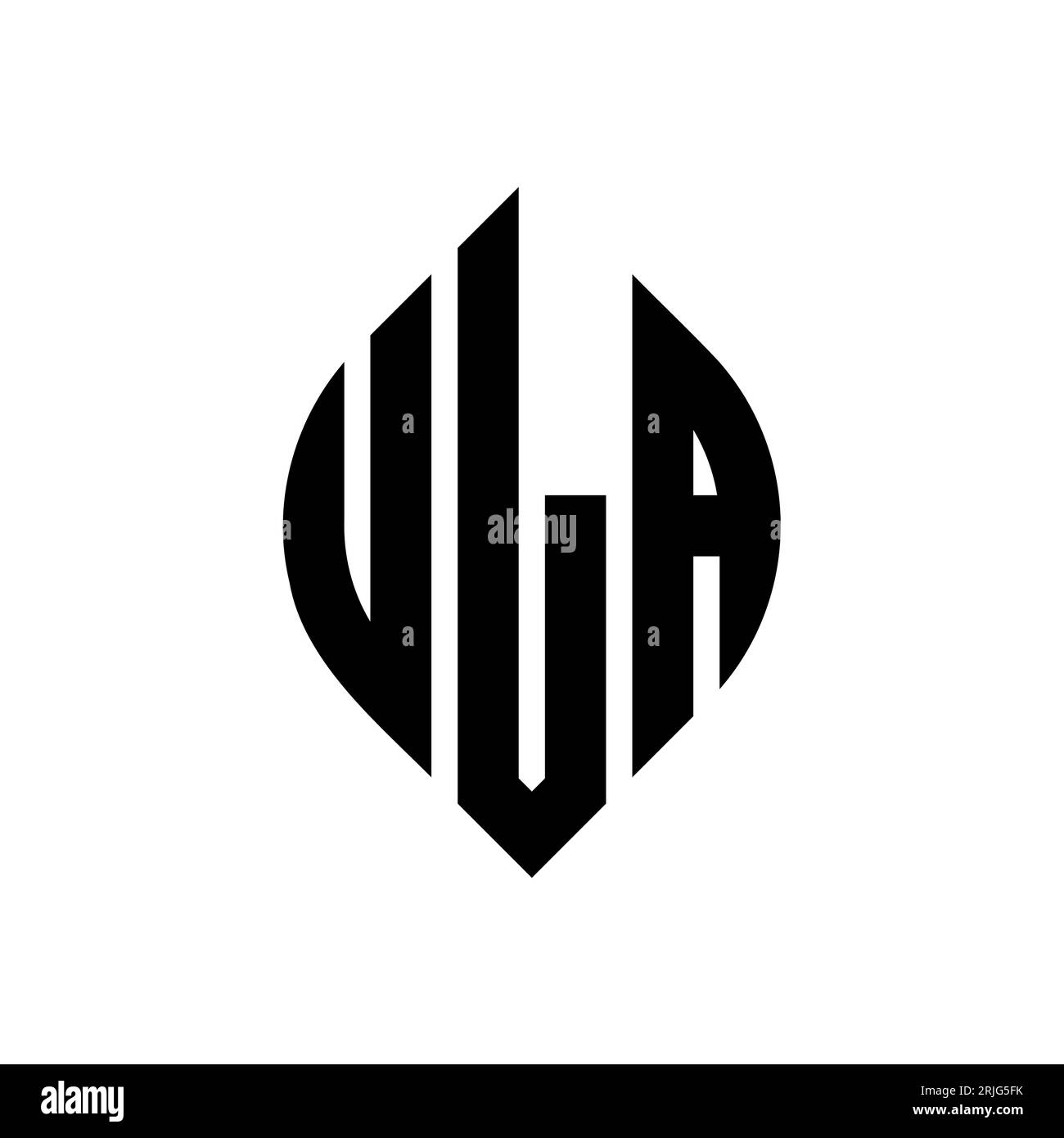 ULA Circle Letter Logo mit Kreis- und Ellipsenform. ULA-Ellipsenbuchstaben im typografischen Stil. Die drei Initialen bilden ein kreisförmiges Logo. ULA CI Stock Vektor