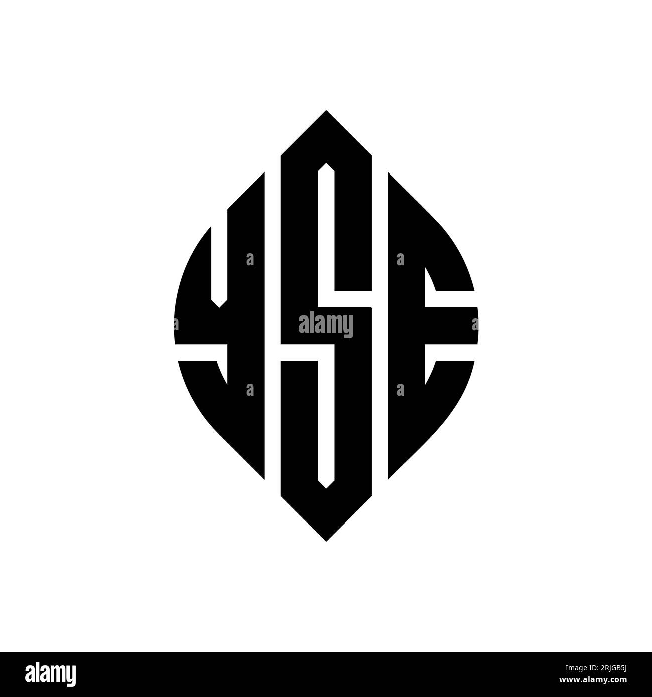 YSE kreisförmiges Logo mit Kreis- und Ellipsenform. YSE-Ellipsenbuchstaben im typografischen Stil. Die drei Initialen bilden ein kreisförmiges Logo. YSE CI Stock Vektor
