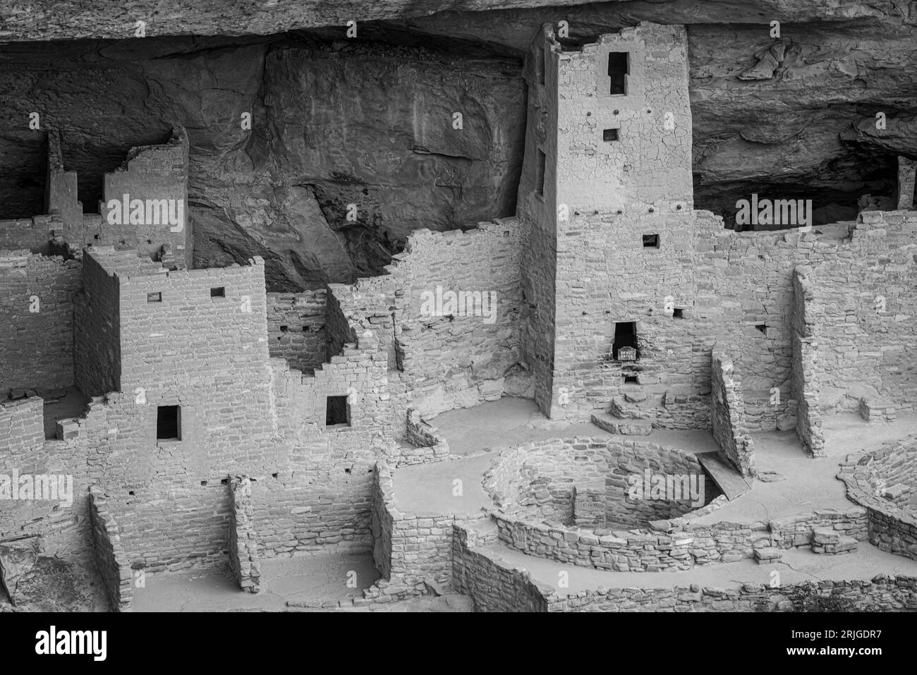Cliff Palace in Alkove in Chapin Mesa, Blick vom Cliff Palace Overlook, Mesa Verde National Park, Colorado, USA Stockfoto