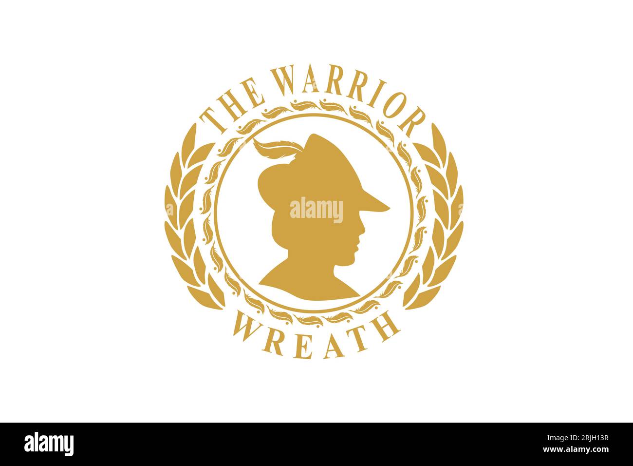Warrior-Logo-Kranz, Vintage-Münzdesign Stock Vektor