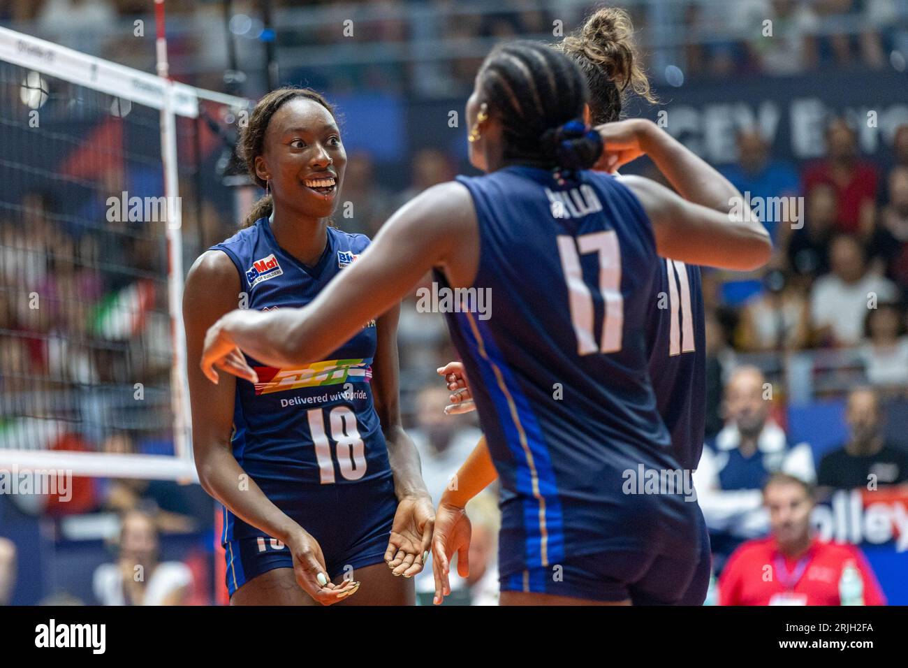 Turin, Italien. August 2023. Frauen - Italien gegen Bosnien und Herzegowina, internationales Volleyballspiel in Turin, Italien, 22. August 2023 Credit: Independent Photo Agency/Alamy Live News Stockfoto