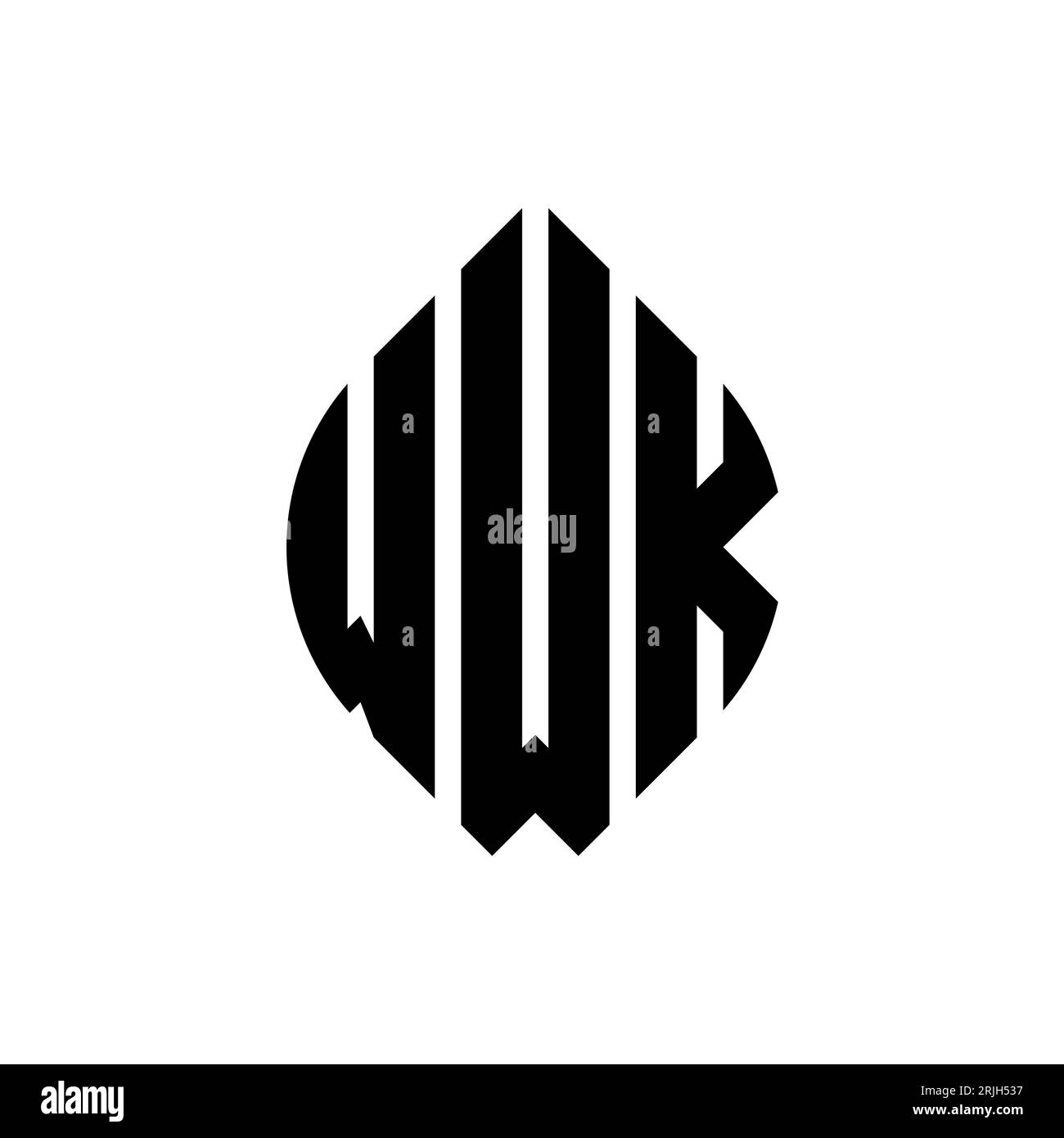 WWK Circle Letter Logo-Design mit Kreis- und Ellipsenform. WWK-Ellipsenbuchstaben im typografischen Stil. Die drei Initialen bilden ein kreisförmiges Logo. WWK-CI Stock Vektor