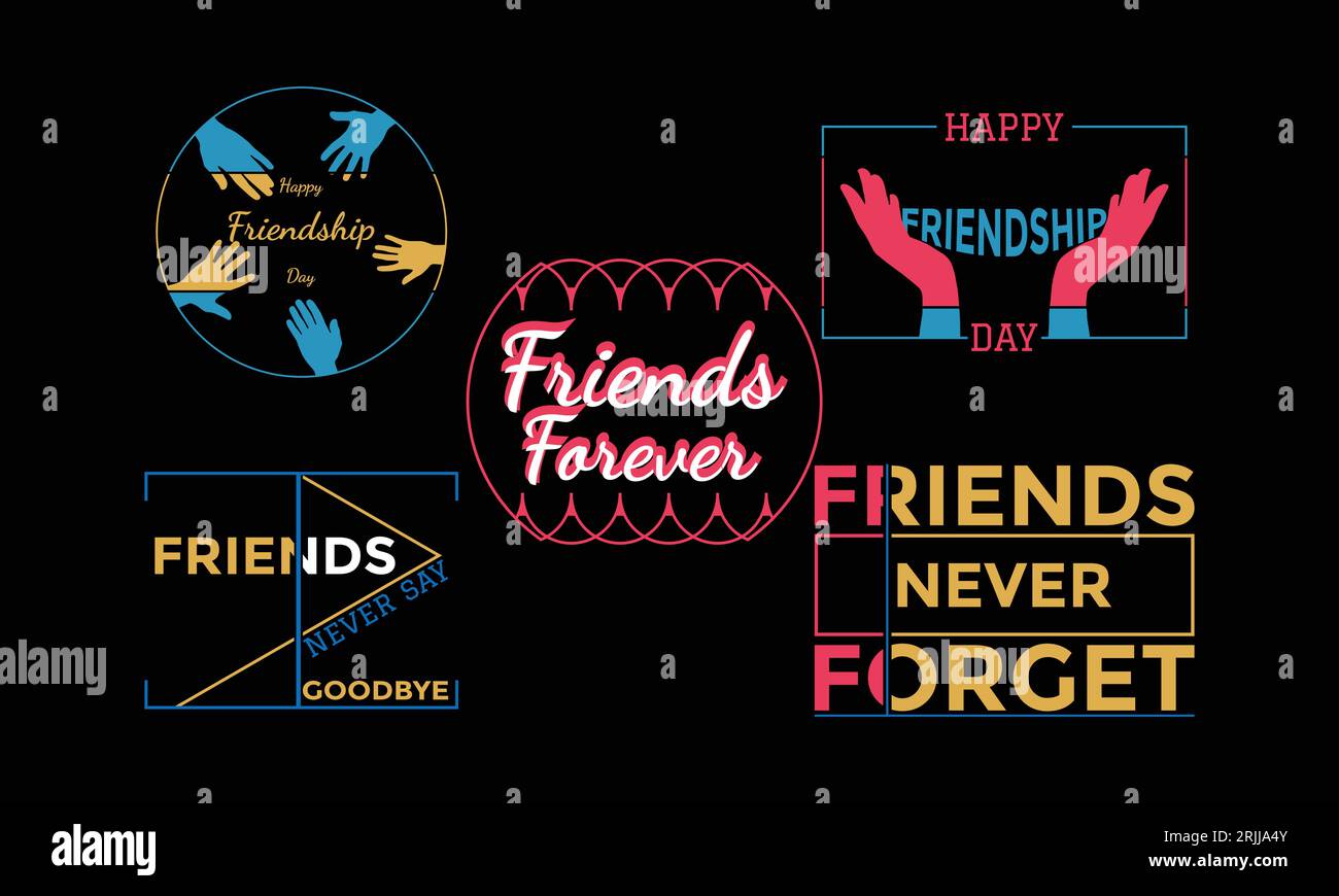 „Friendship Day“-T-Shirt-Design-Paket Stock Vektor