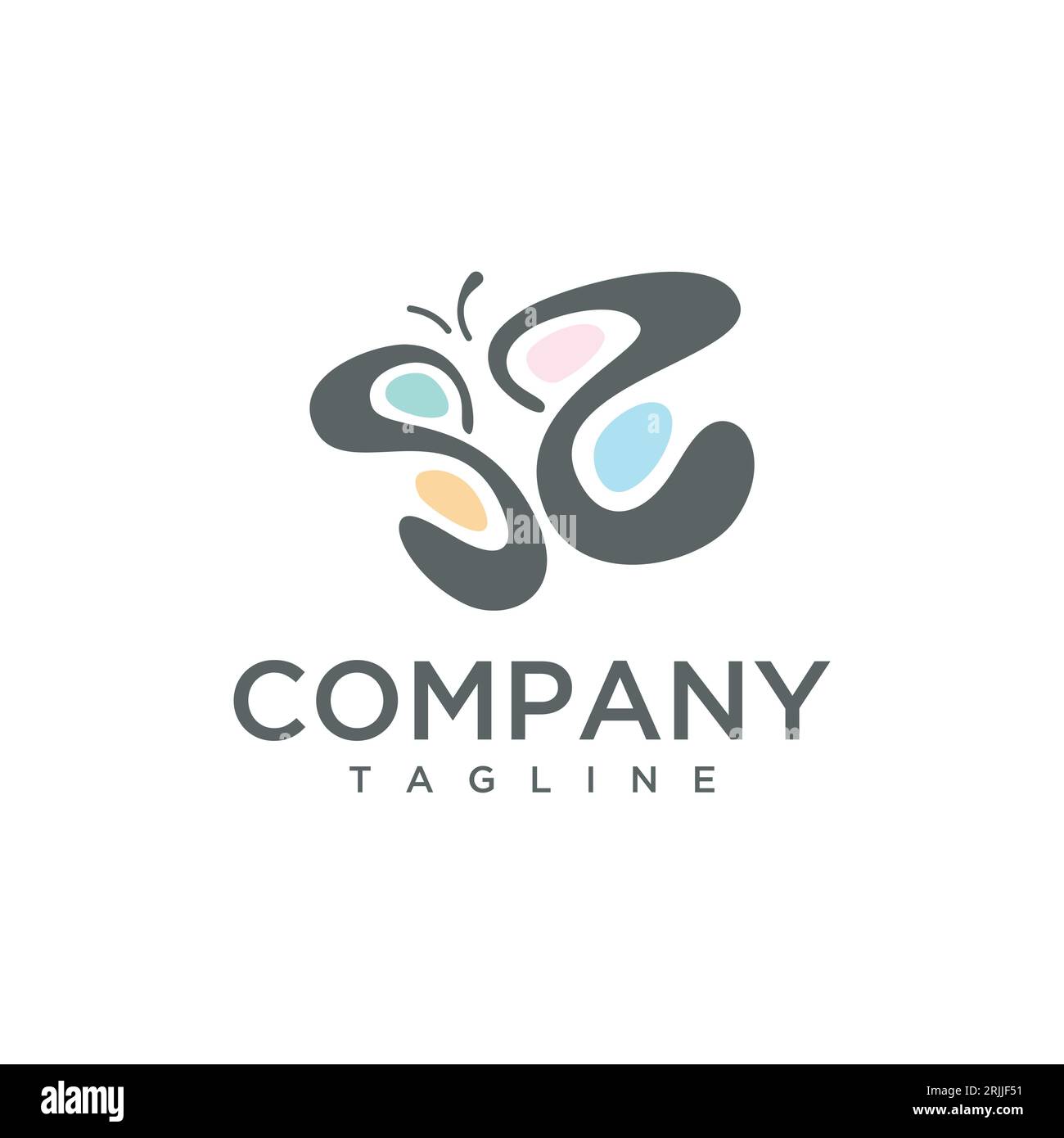 SS oder SE Bunte Logo Buchstaben Schmetterling konzeptionelle einfache Ikone. Vektorillustration Stock Vektor