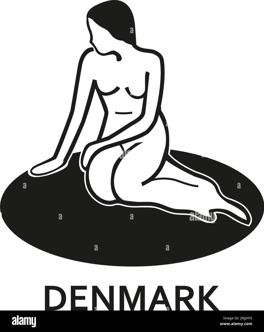 Weibliche Statue mit dänischem Schriftzug Stock Vektor
