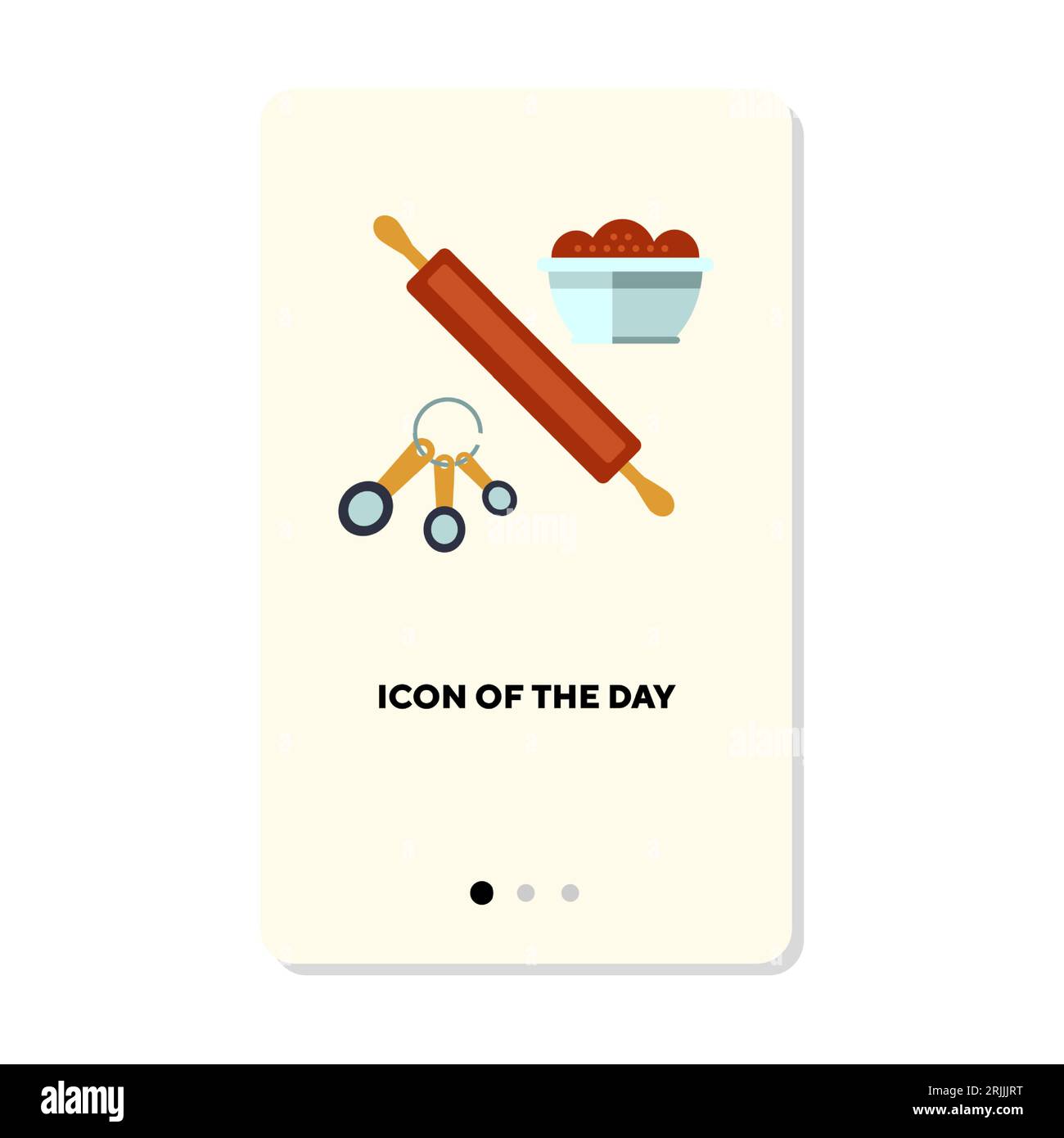 Rollnadel und Messlöffel auf weißem Hintergrund Stock Vektor