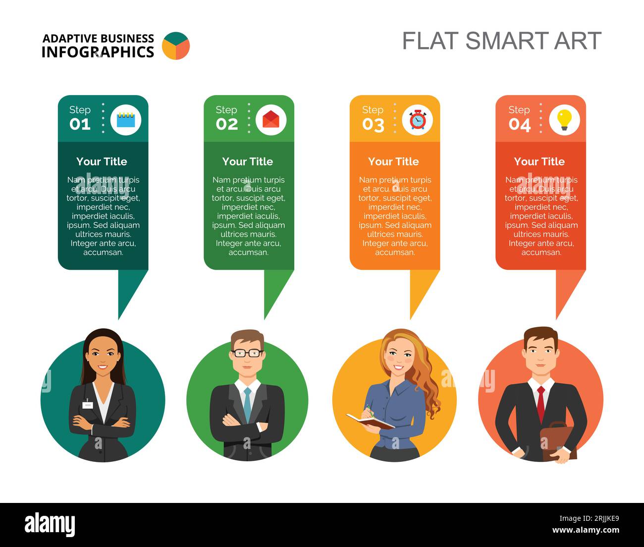 Folienvorlage Für Vier-Schritt-Diagramm Stock Vektor