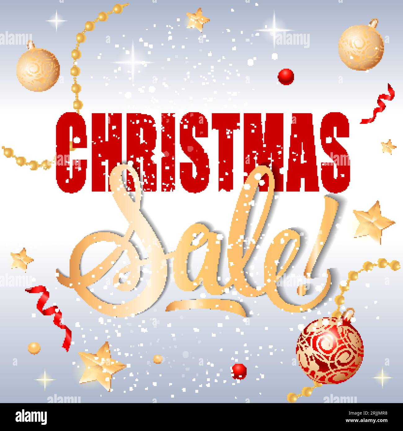 Weihnachtsverkauf Inschrift und Girlanden Stock Vektor