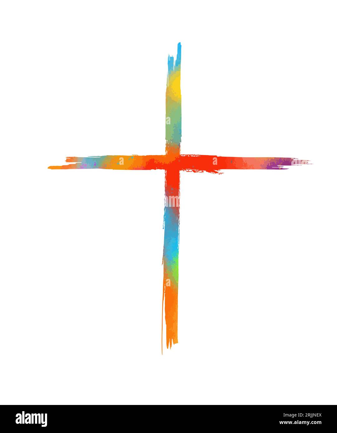 Farbiger religiöser Kreuzstrich. Vektorgrafik Stock Vektor