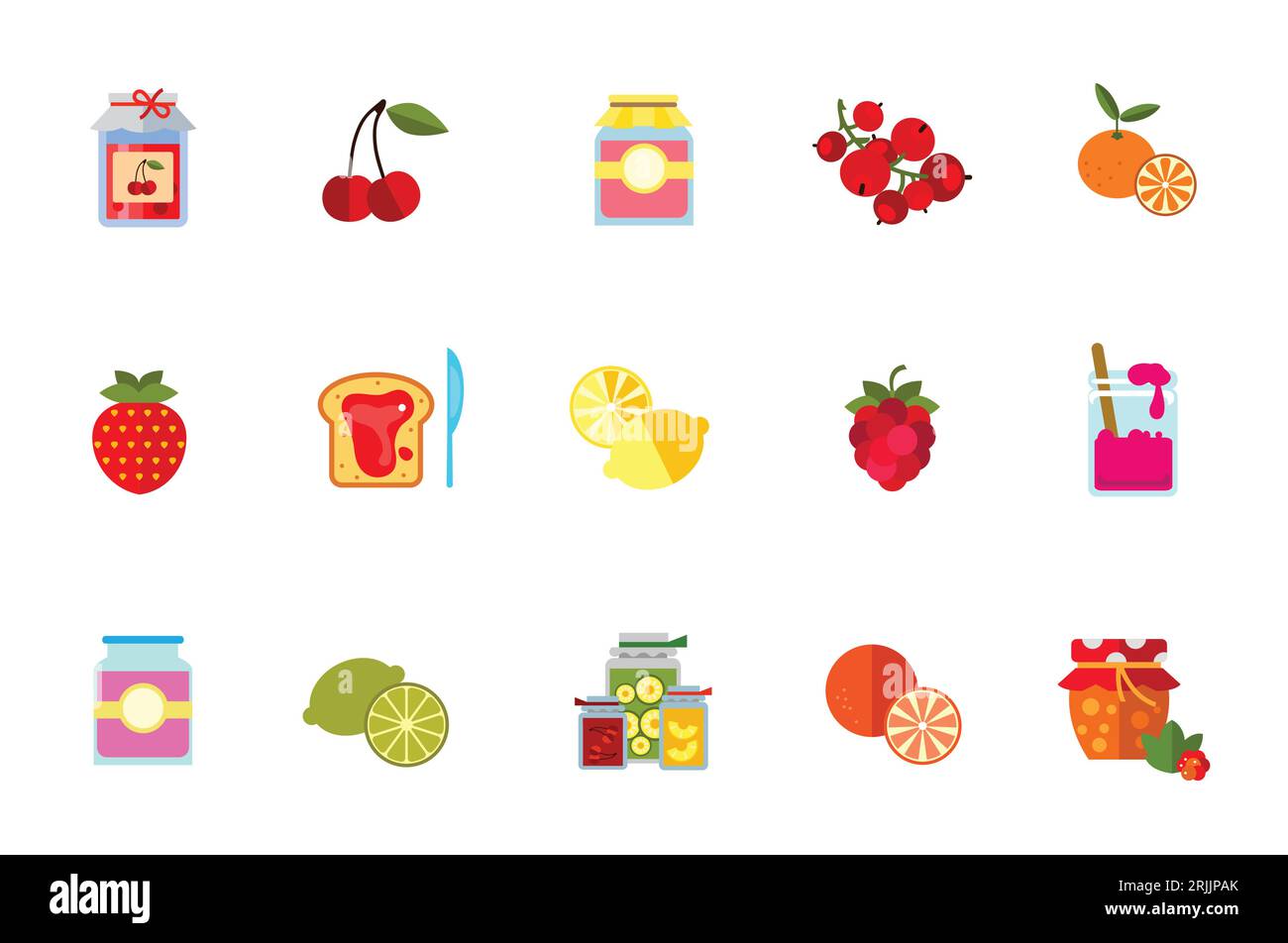 Ikonenset Beeren und Früchte Stock Vektor