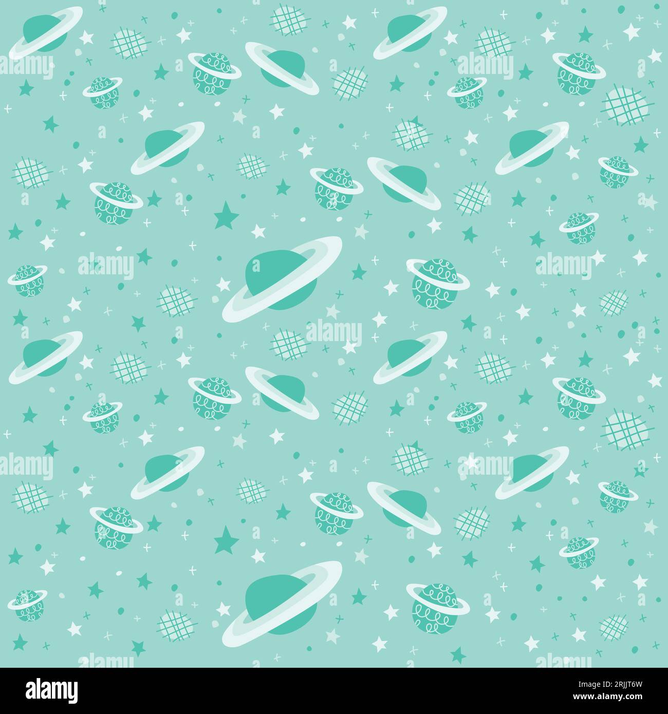 Nahtloses Muster mit Planeten, Sternen und Kometen. Vektorillustration Stock Vektor