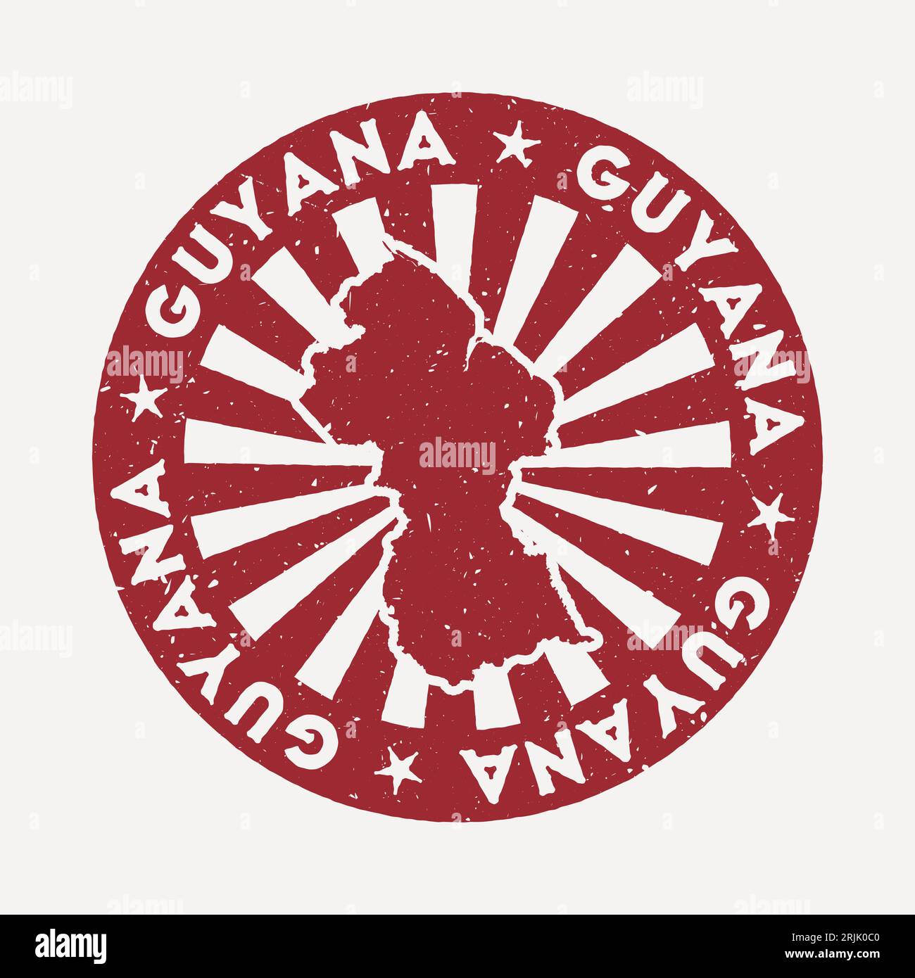 Guyana-Stempel. Roter Gummistempel mit Landkarte, Vektorillustration. Stock Vektor