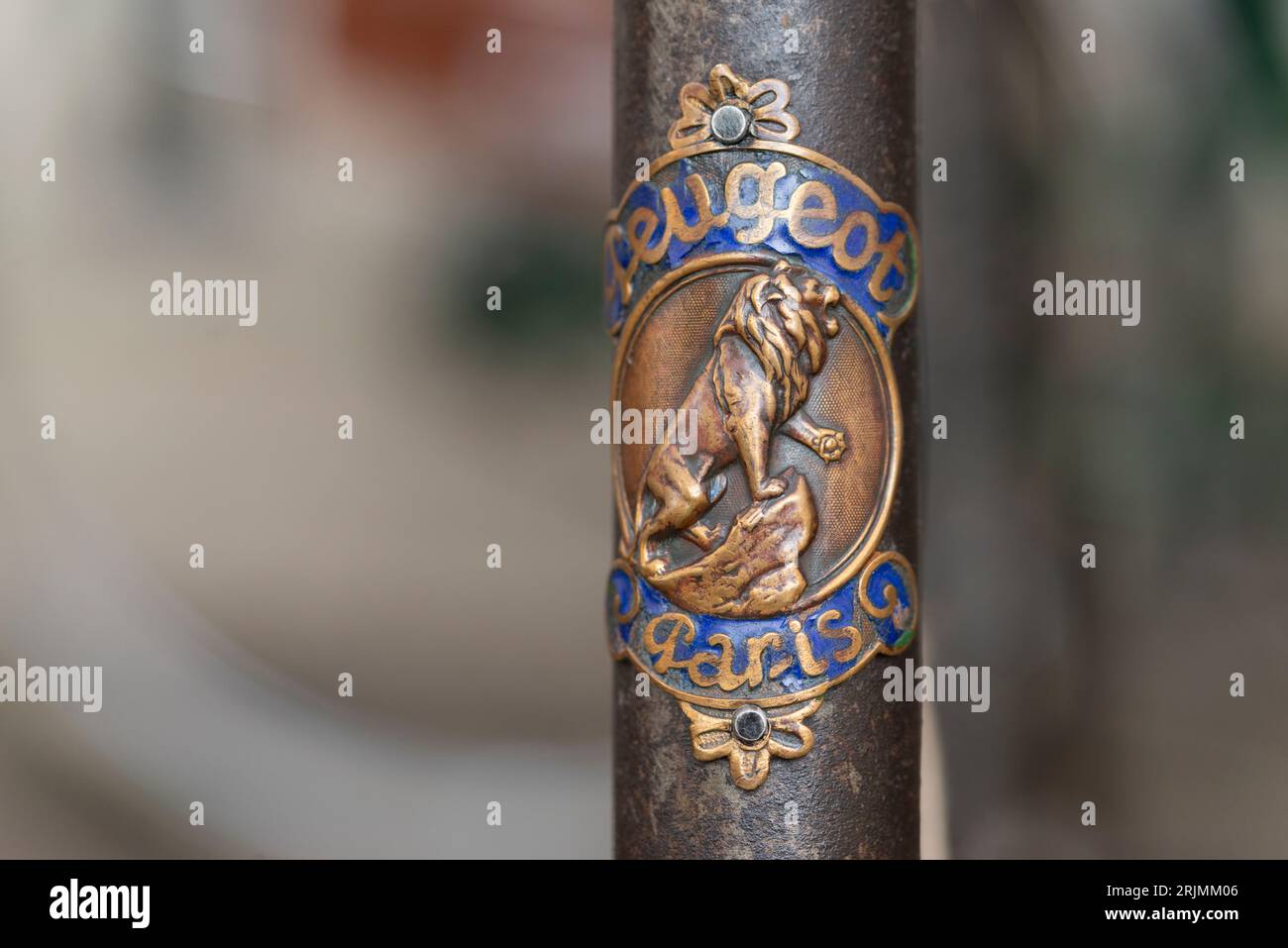 Vintage Peugeot Fahrrad, Altes Logo Stockfoto