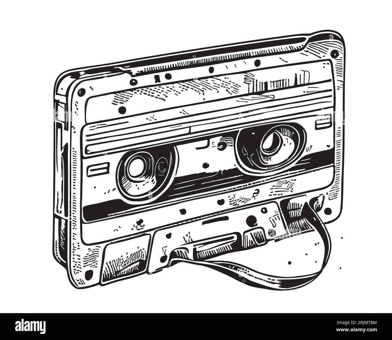 Audio-Kassette Retro-Skizze Hand gezeichnete Skizze Musik Illustration Stock Vektor