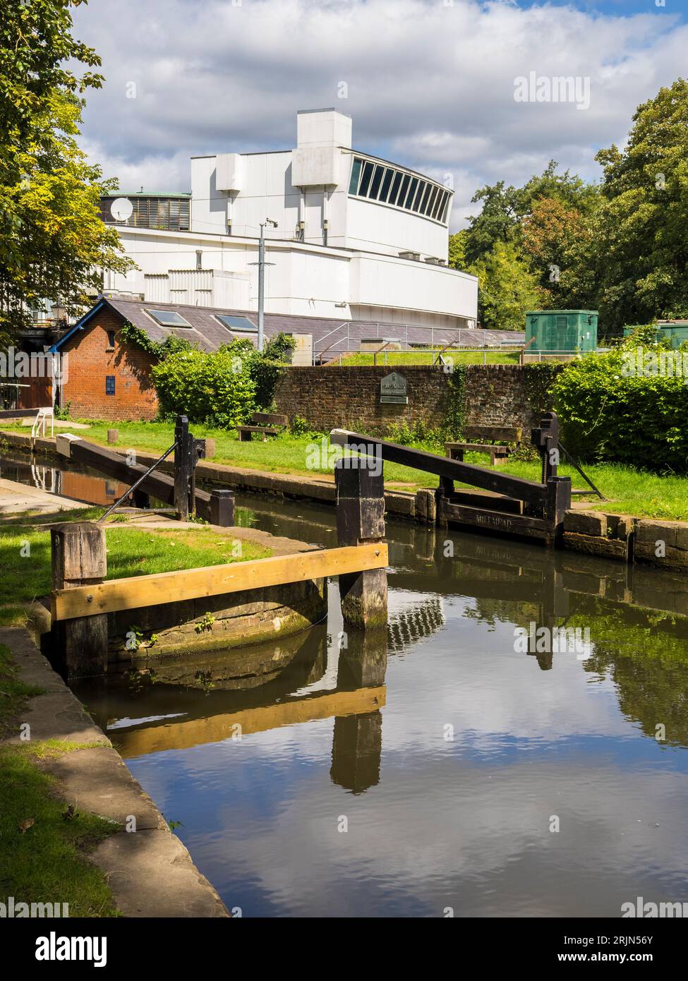 Millmead Lock, River Wey, Guildford, Surrey, England, UK, GB. Stockfoto