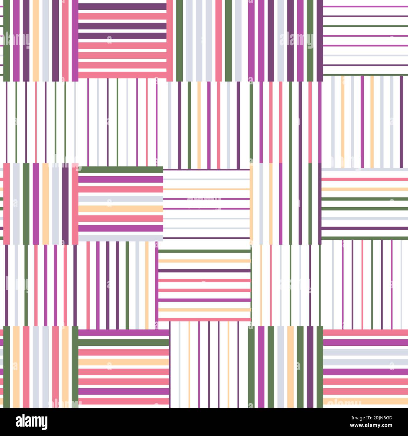 Farbenfrohe geometrische Komposition. Vertikale und horizontale Linien unterschiedlicher Dicke. Nahtloses Layout für Texturen, Hintergrundbilder, Cover, Kleidung und si Stock Vektor