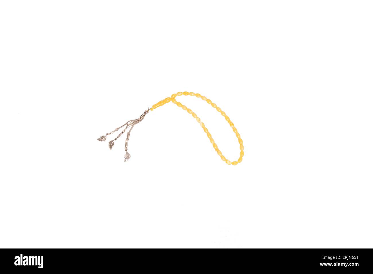 Muslimische Gebetsketten oder Tasbih isoliert auf weißem Hintergrund Stockfoto