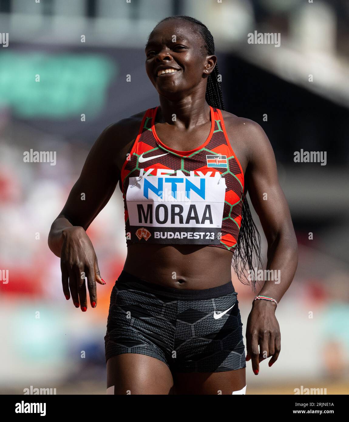 Budapest, Ungarn. August 2023. Leichtathletik: Weltmeisterschaften, 800m, Frauen, Vorlauf, im National Athletics Center. Mary Moraa (Kenia) in Aktion. Quelle: Sven Hoppe/dpa/Alamy Live News Stockfoto