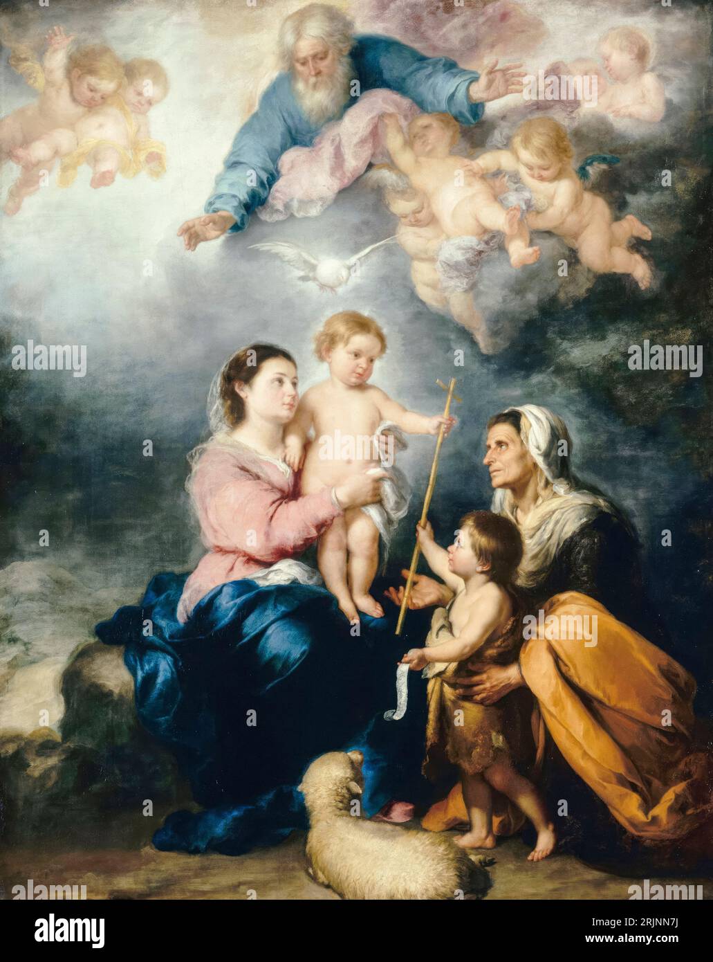 Bartolomé Esteban Murillo, die Heilige Familie (die Jungfrau von Sevilla), Gemälde in Öl auf Leinwand, 1665-1670 Stockfoto