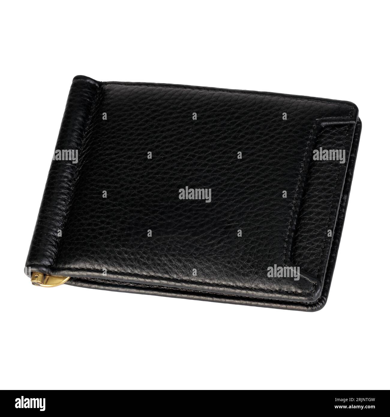 Luxus-Brieftasche Aus Echtem Schwarzem Leder Mit Isolierter Aussicht Stockfoto