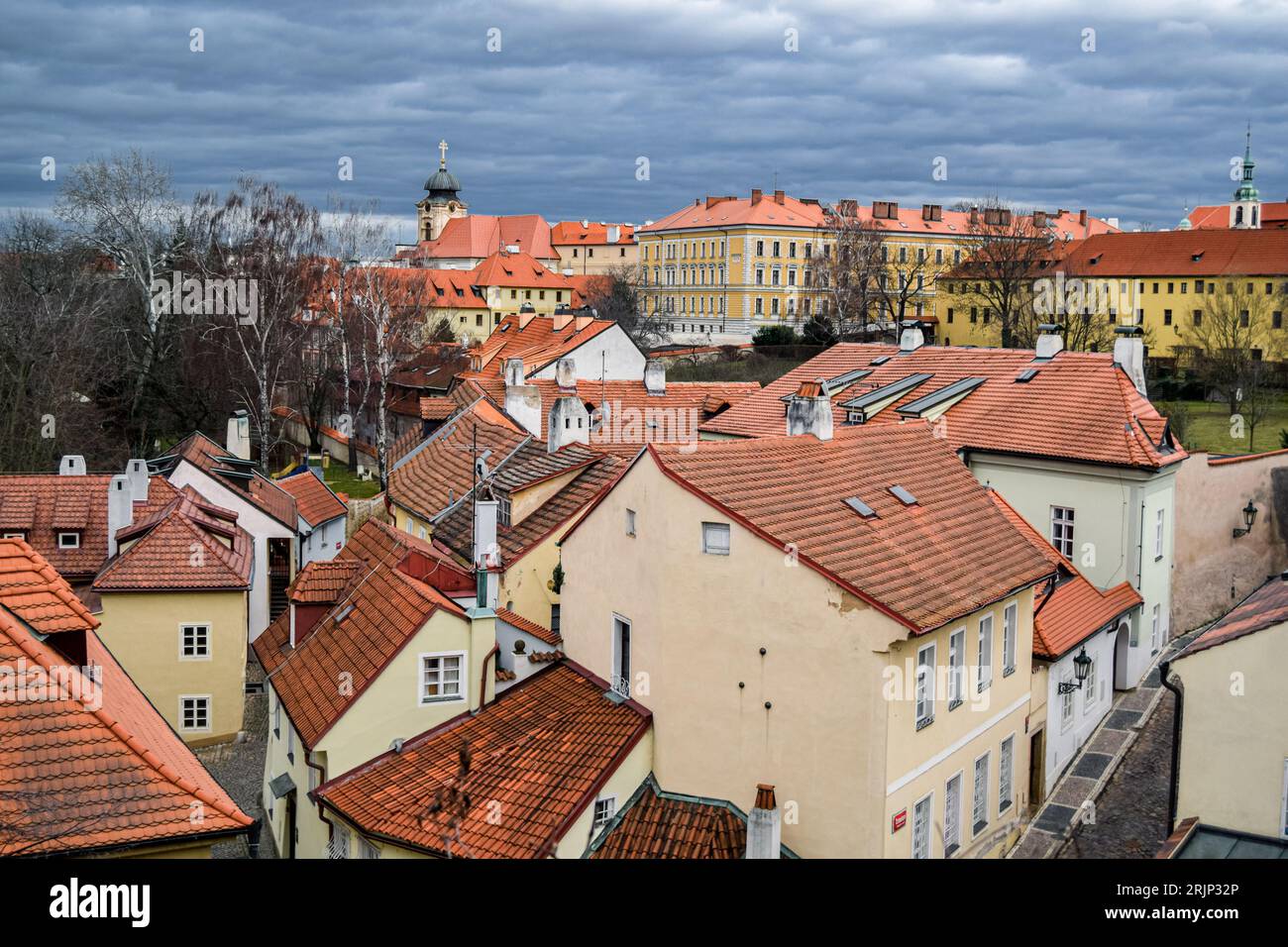 Blick auf die Dächer der Neuen Welt in Prag, Tschechische Republik Stockfoto