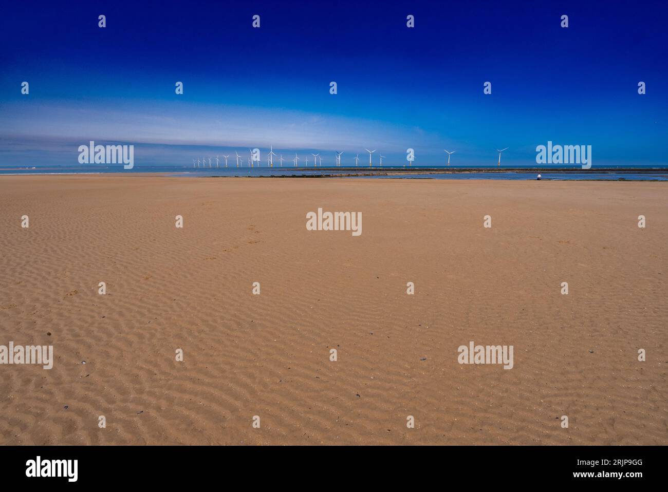 Redcar Seaside Town, Strände und Windparks Stockfoto