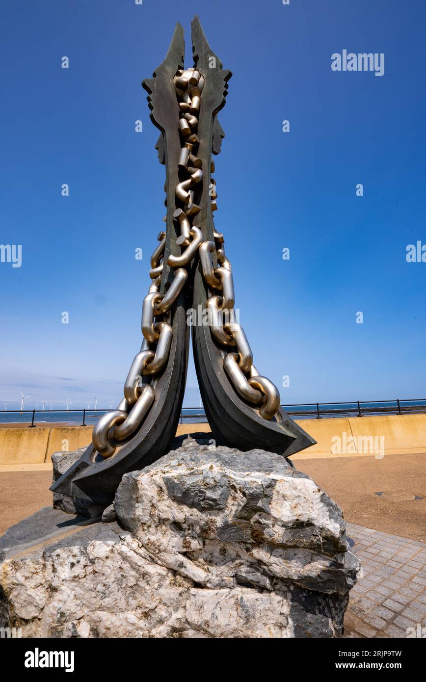 Redcar Seaside Town, Strände und Windparks Stockfoto