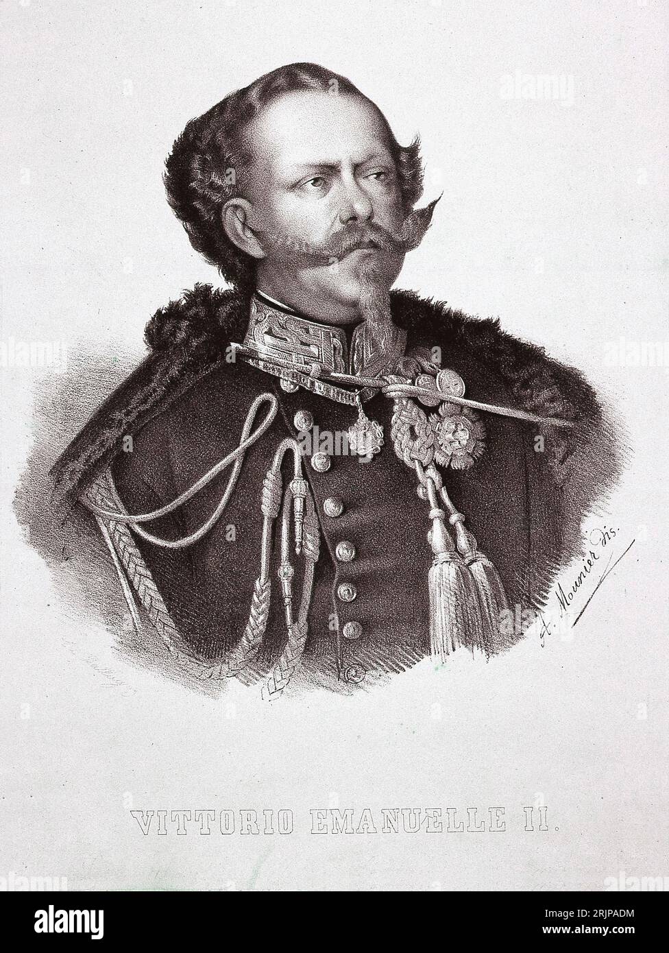 Vittorio Emanuele II. Zeichnung von A. Monier Stockfoto