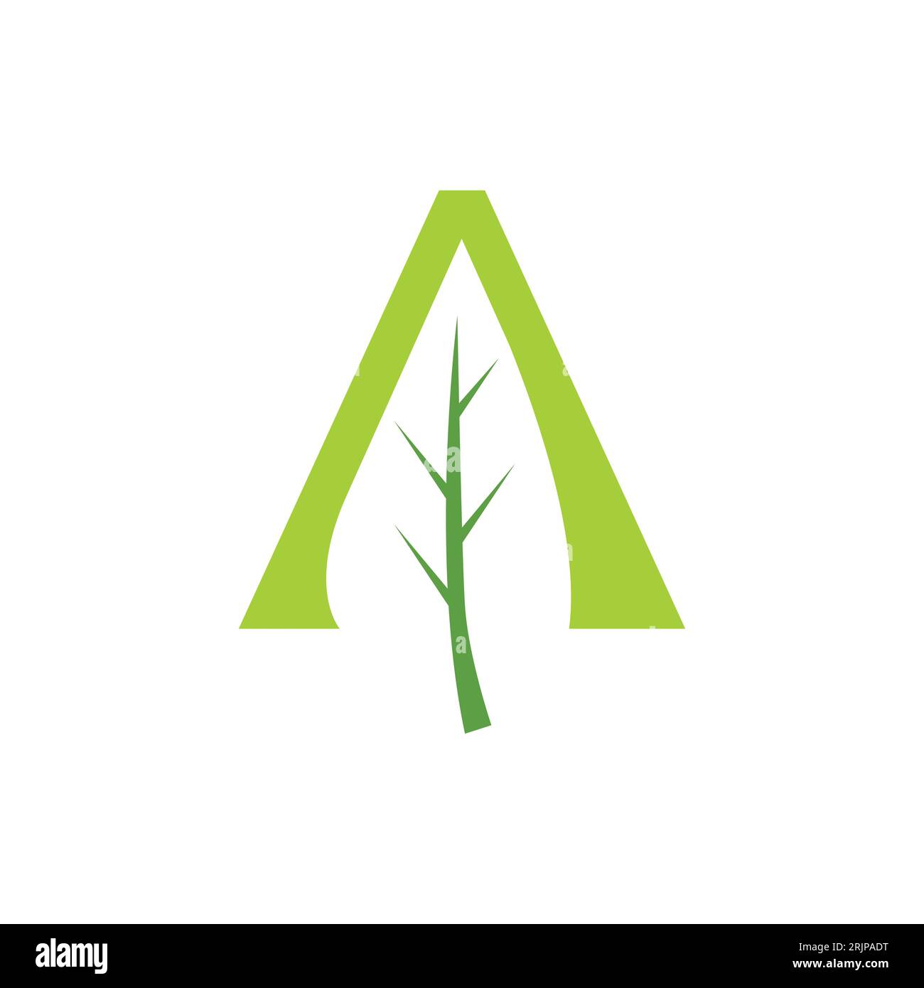 Anfangsbuchstabe Ein Blatt Logo Natur Vektorbild. Ein BUCHSTABENLOGO mit einem Logo mit negativem Leaf Space Simple Logo Stock Vektor
