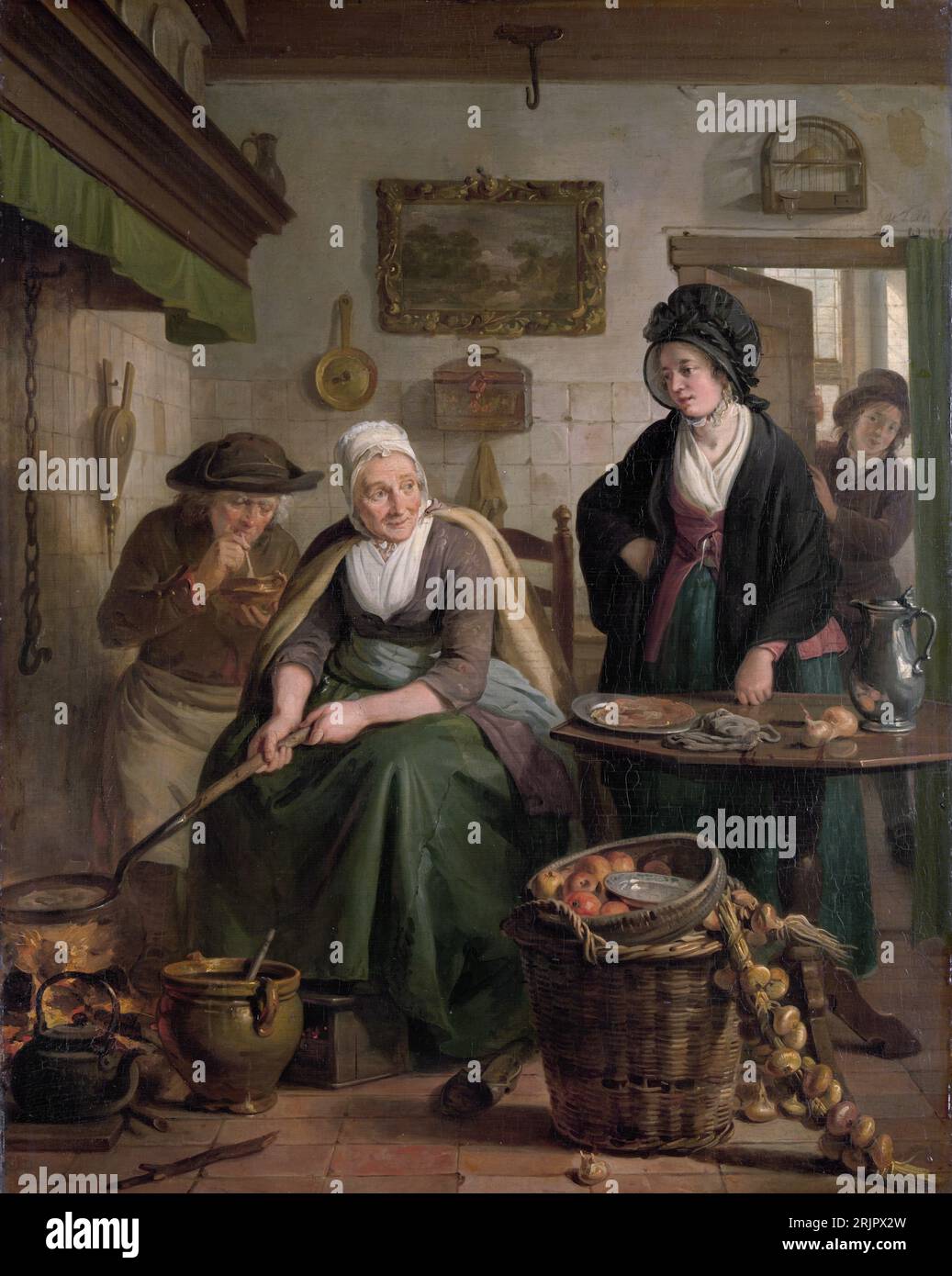Woman Baking Pancakes zwischen ca. 1790 und ca. 1810 von Adriaan de Lelie Stockfoto