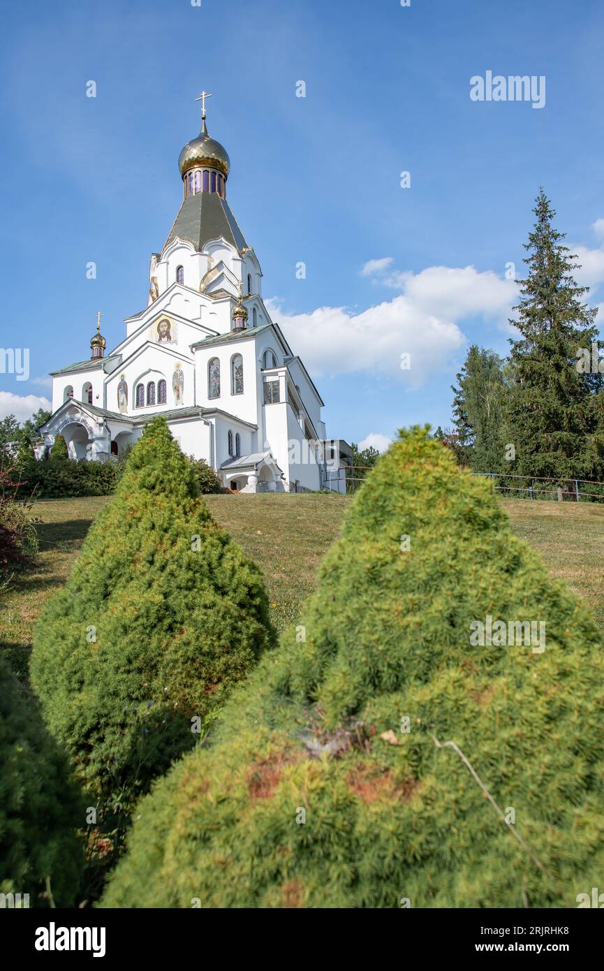Die orthodoxe Kirche des Heiligen Geistes in Medzilaborce, Slowakei Stockfoto