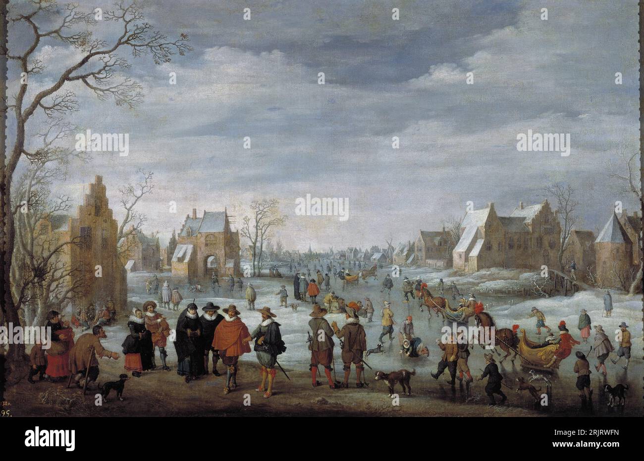 Winterlandschaft mit Skater 1629 von Joost Cornelisz Droochsloot Stockfoto