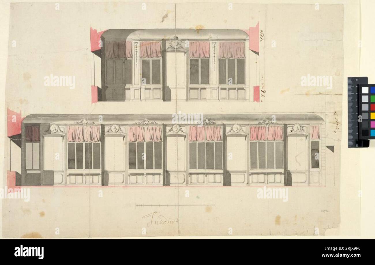 Uppsala University Library in Gustavianum. Wandhöhungen des südlichen Bibliotheksraums zwischen 1743 und 1753 von Carl Hårleman Stockfoto