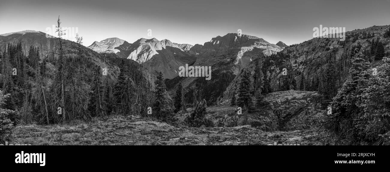 Blick ins Herz der Wildnis von Weminuche, San Juan Mountains, in der Nähe von Silverton, Colorado, USA. Stockfoto