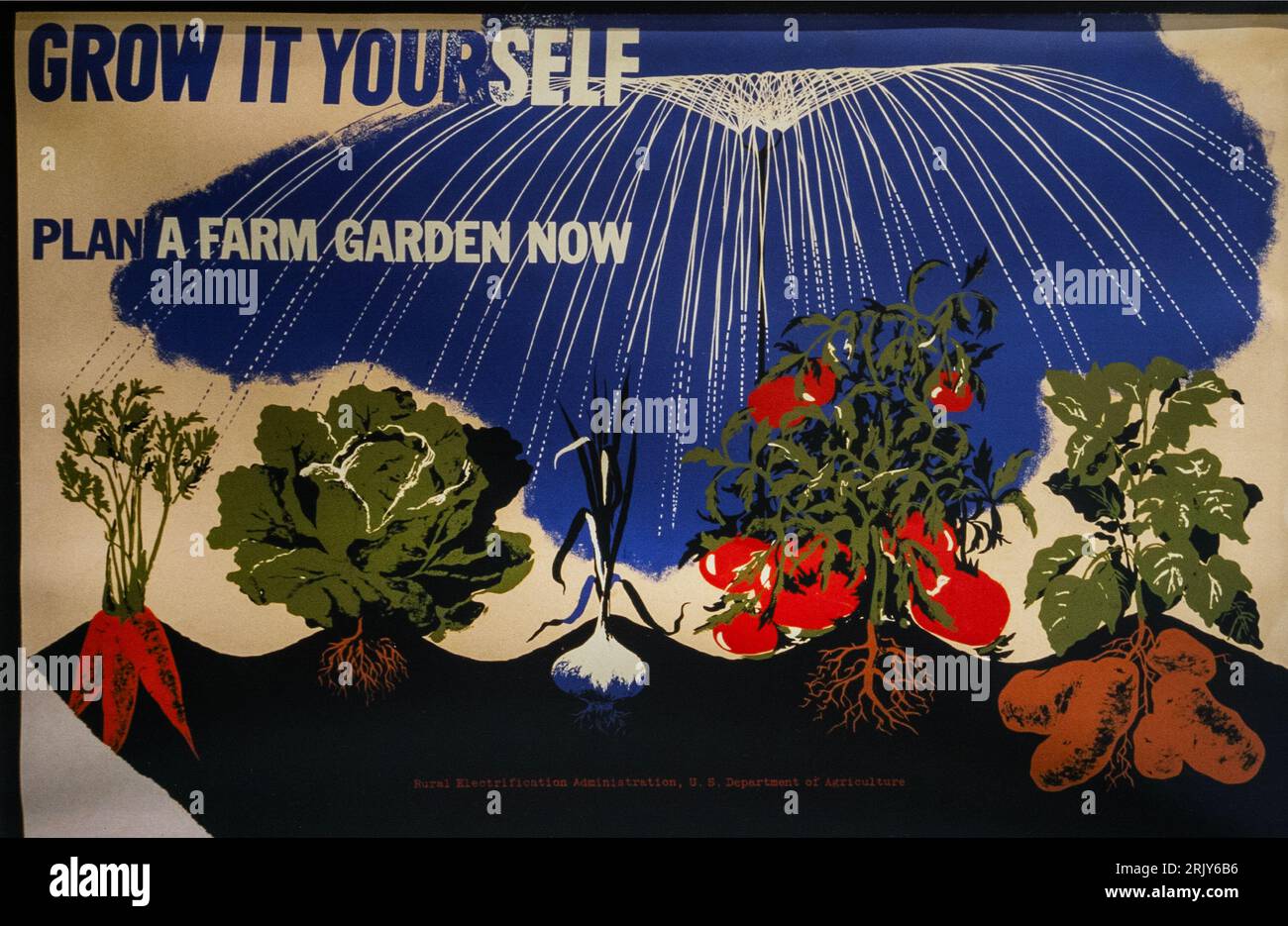 Wachsen Sie es selbst Planen Sie einen Bauerngarten jetzt WPA-Poster Stockfoto
