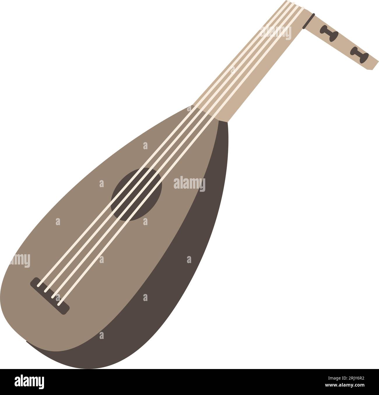 Laute, Streichinstrument. Silhouette von Musikinstrumenten. Vektorillustration. Stock Vektor