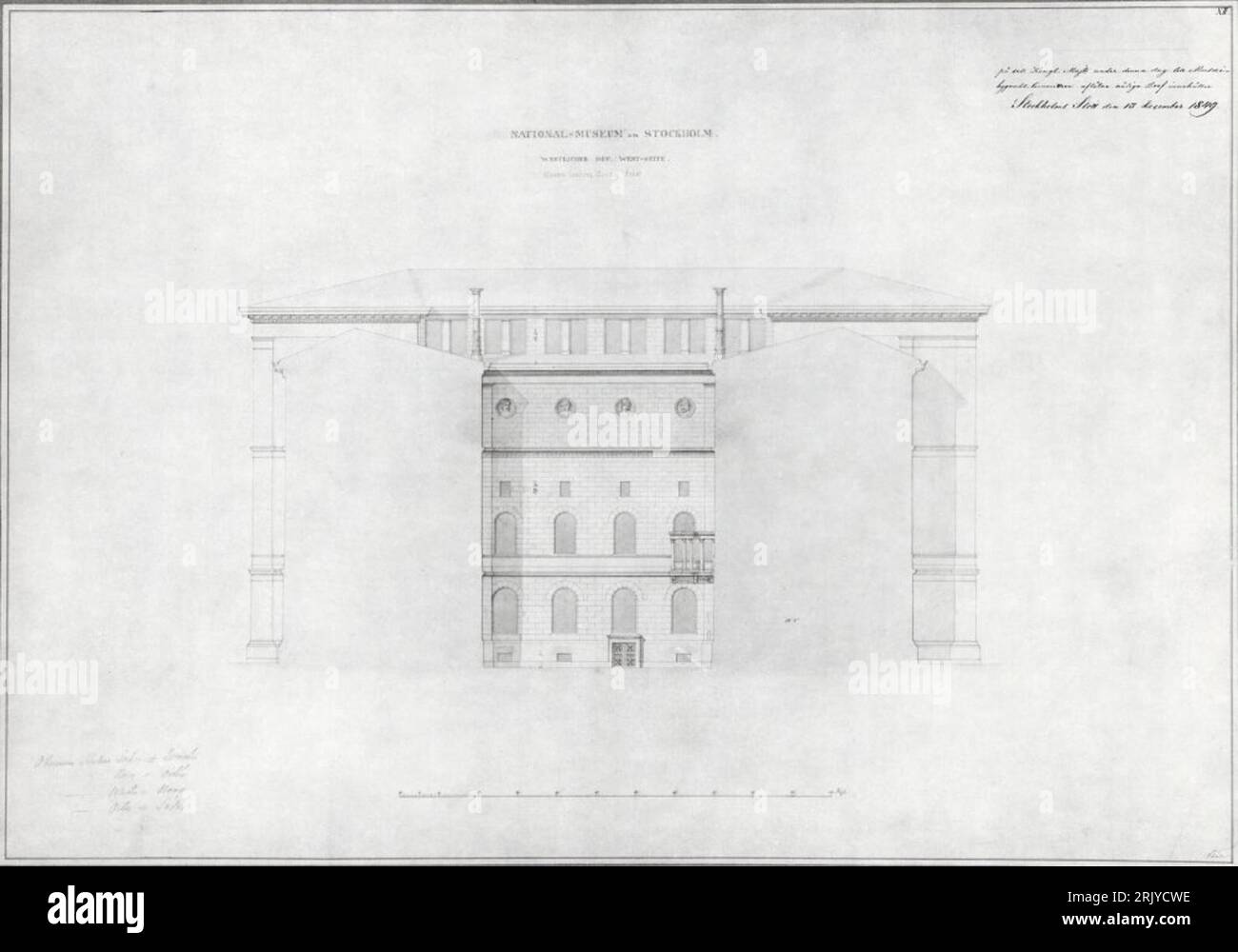 Nationalmuseum. Fasaden åt norr von Friedrich August Stüler Stockfoto